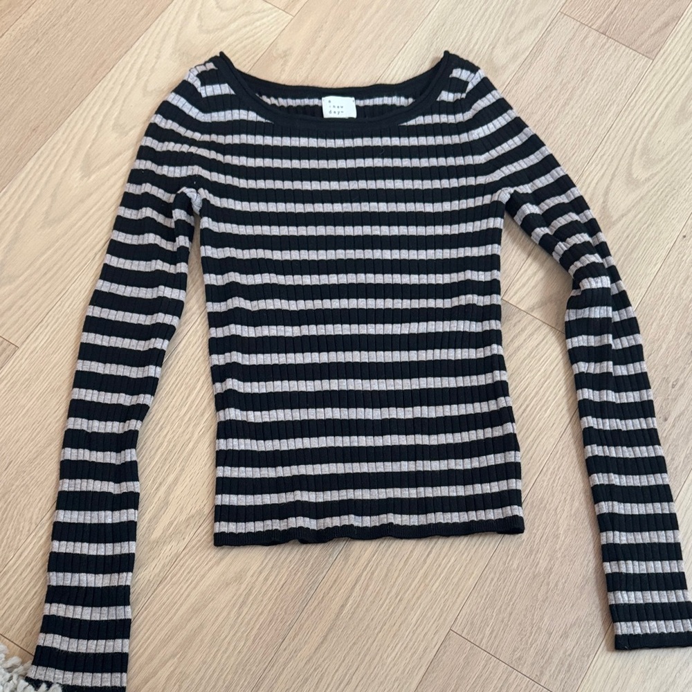 a new day Black and Tan Striped Top